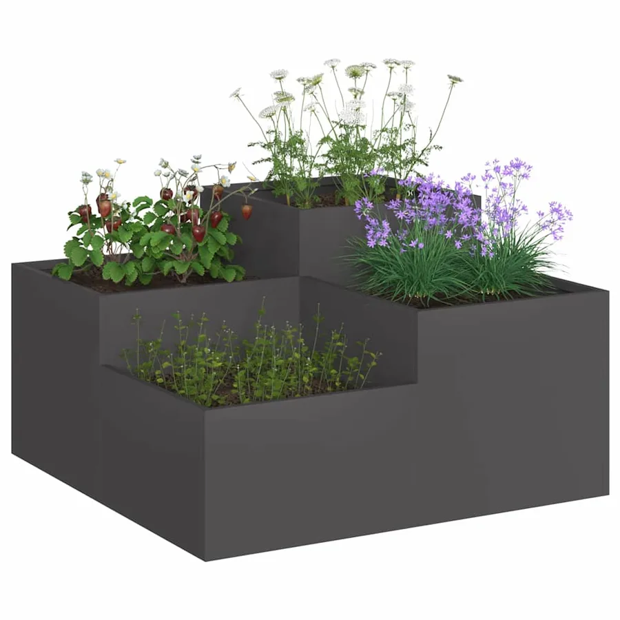 Cache-pot de jardin Noir 80 x 80 x 48 cm Acier - 3