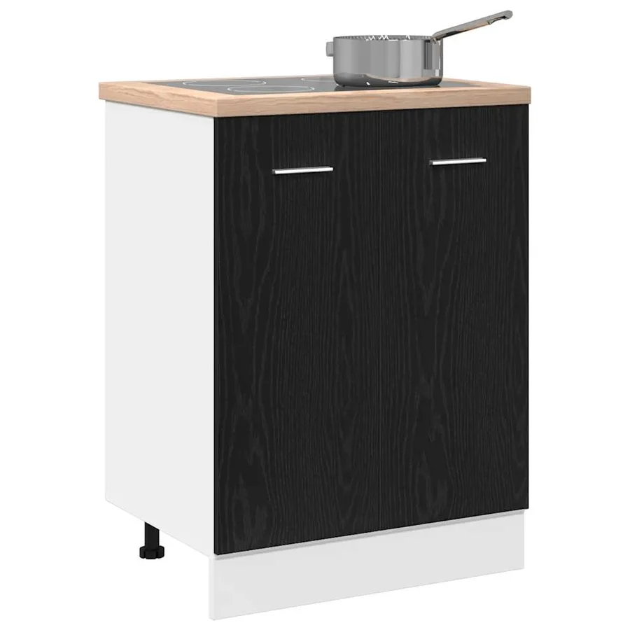 Meuble Bas Chêne Noir 60x46x81,5 cm Bois Contreplaqué - 4