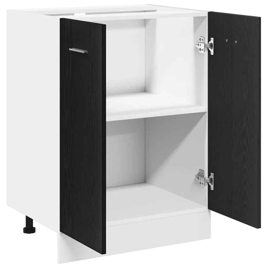 Meuble Bas Chêne Noir 60x46x81,5 cm Bois Contreplaqué - 5