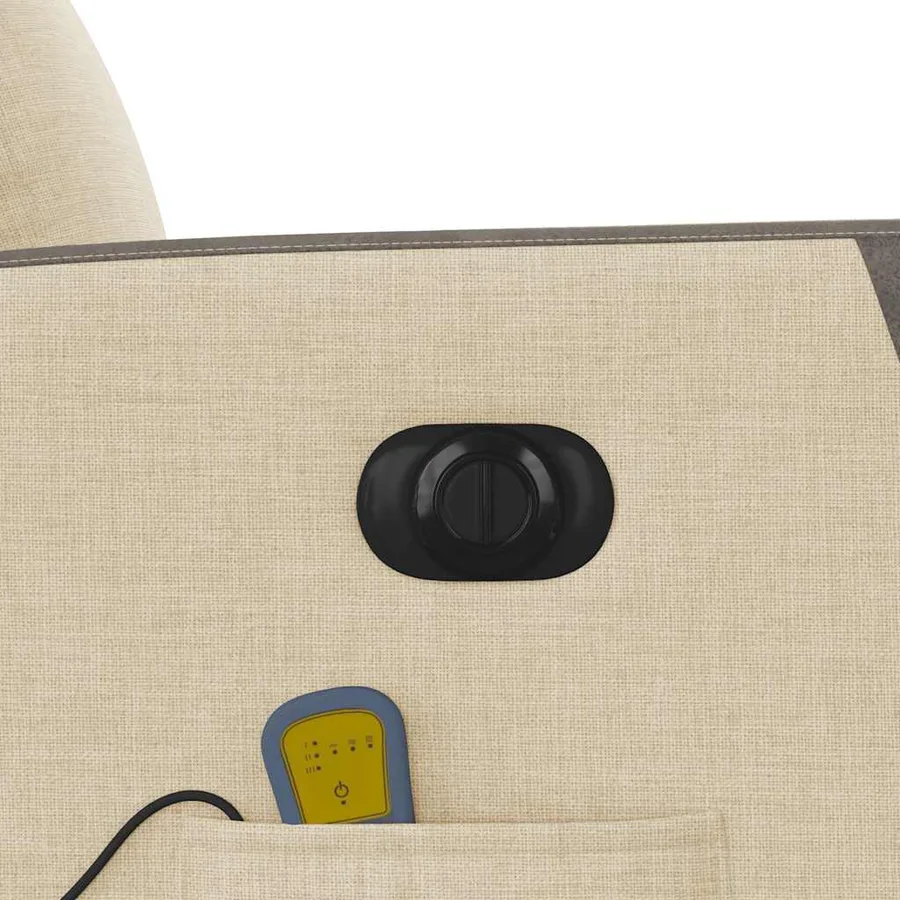 Fauteuil inclinable de massage électrique crème tissu - 10