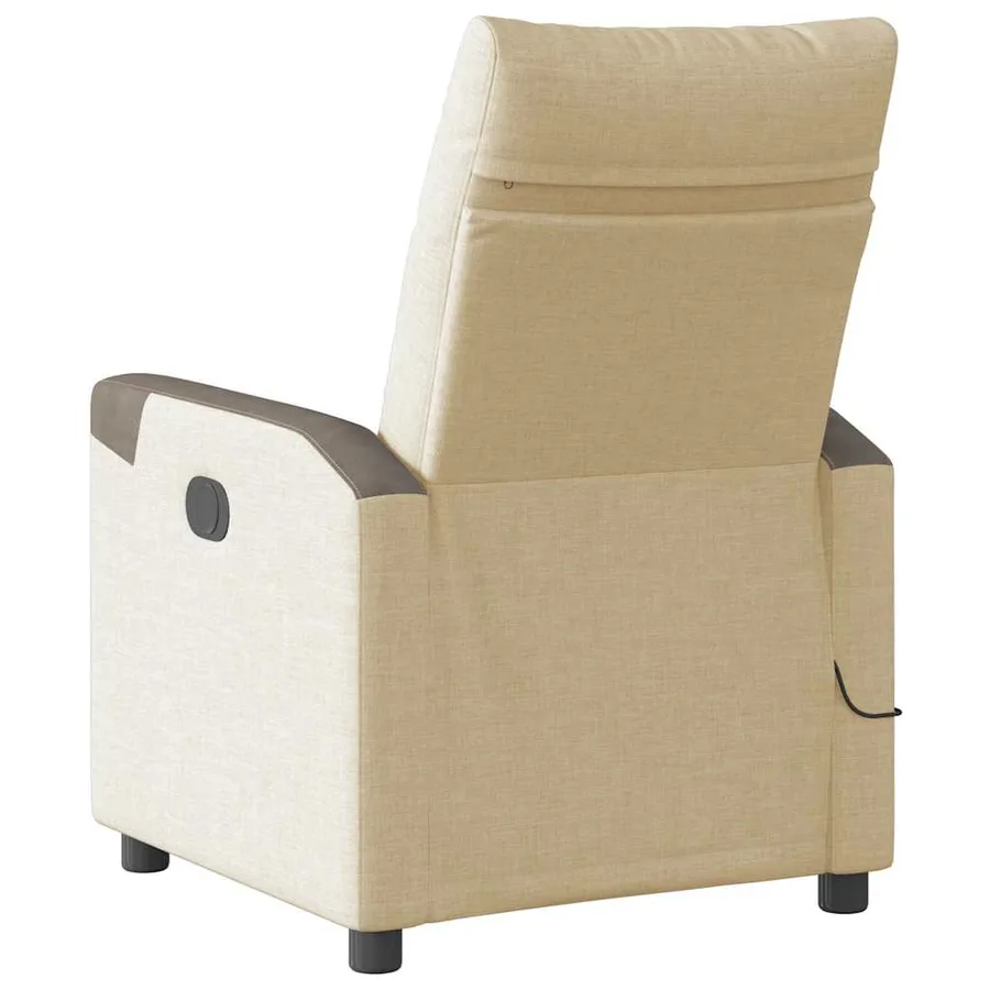 Fauteuil inclinable de massage électrique crème tissu - 7
