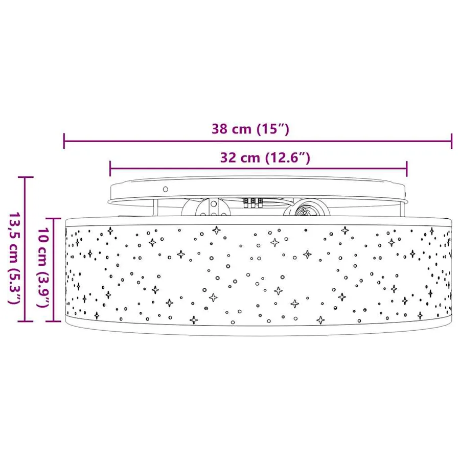Lampe de plafond Noir 38 x 38 x 13,5 cm tissu - 12
