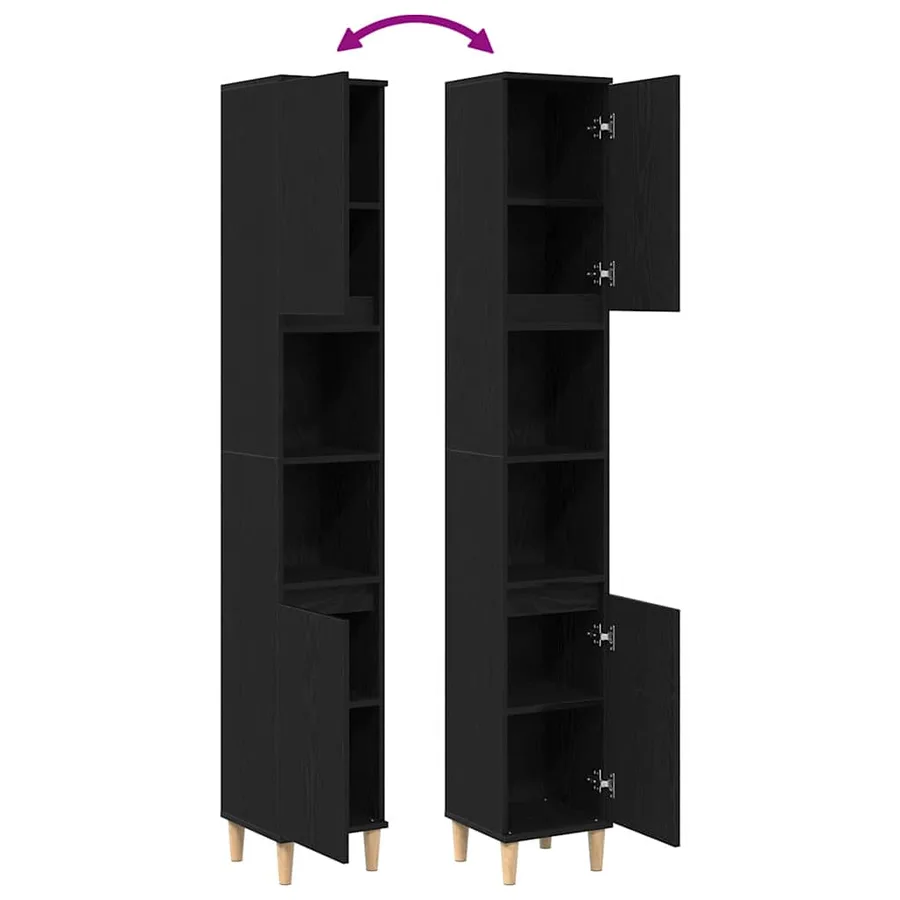 Cabinet de salle de bain avec porte Chêne noir 30 x 30 x 190 cm - 11