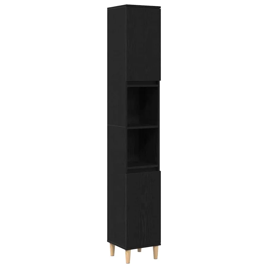 Cabinet de salle de bain avec porte Chêne noir 30 x 30 x 190 cm - 2