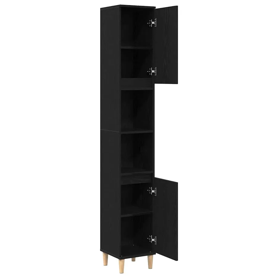 Cabinet de salle de bain avec porte Chêne noir 30 x 30 x 190 cm - 5