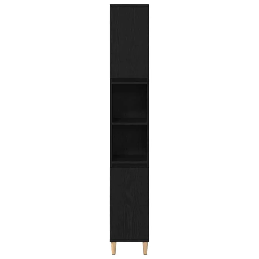 Cabinet de salle de bain avec porte Chêne noir 30 x 30 x 190 cm - 7