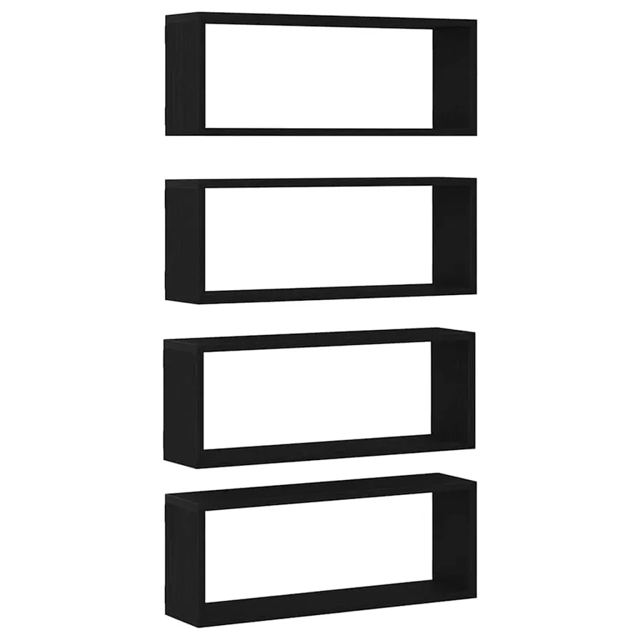 Étagères Murales avec étagère 4 pcs Chêne noir 60 x 15 x 23 cm - 2