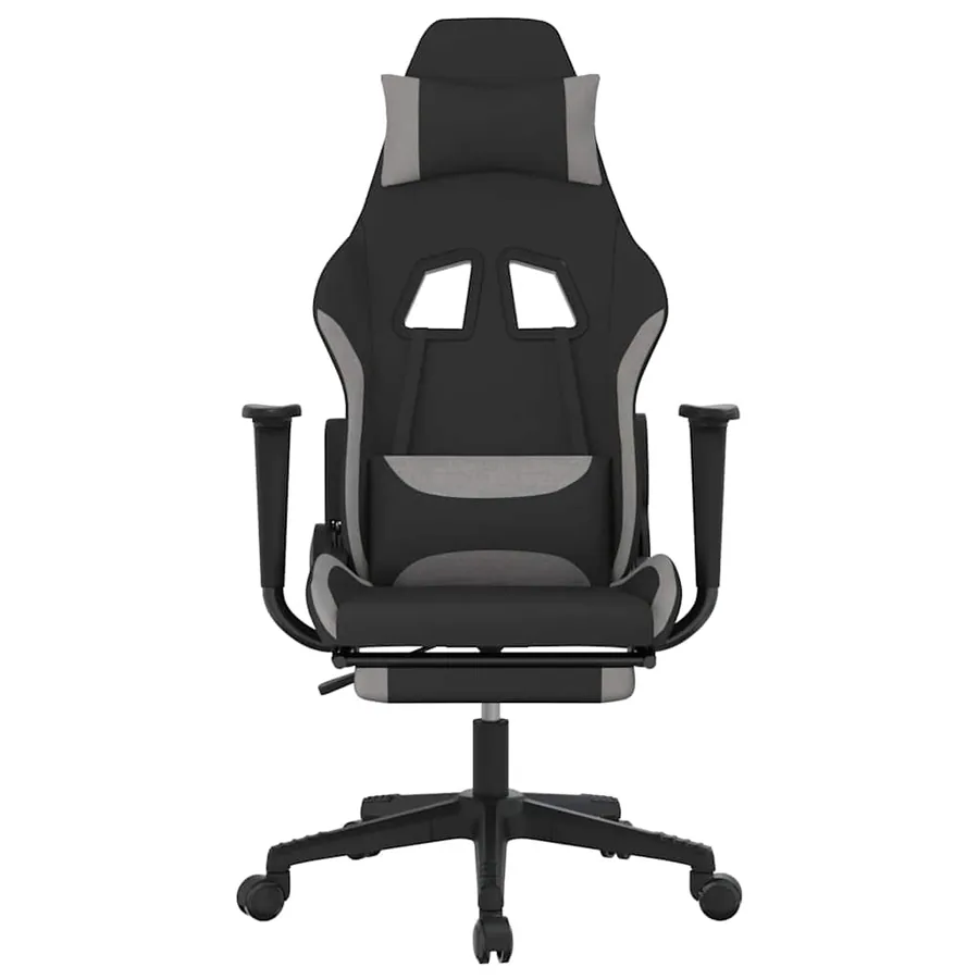 Chaise de jeu de massage repose-pied Noir et gris clair Tissu - 3