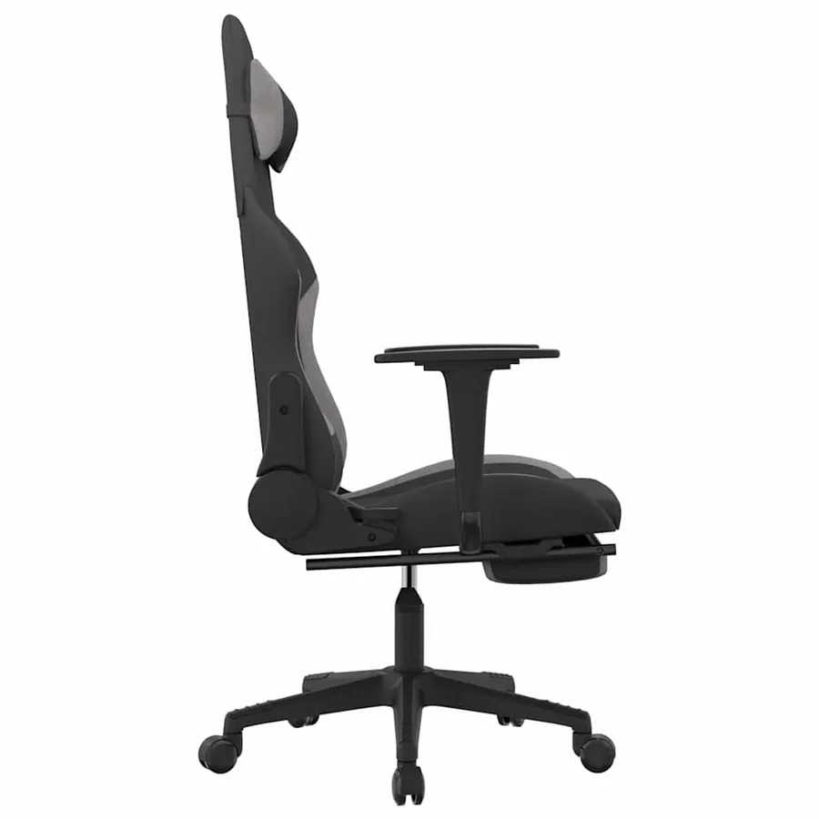 Chaise de jeu de massage repose-pied Noir et gris clair Tissu - 4