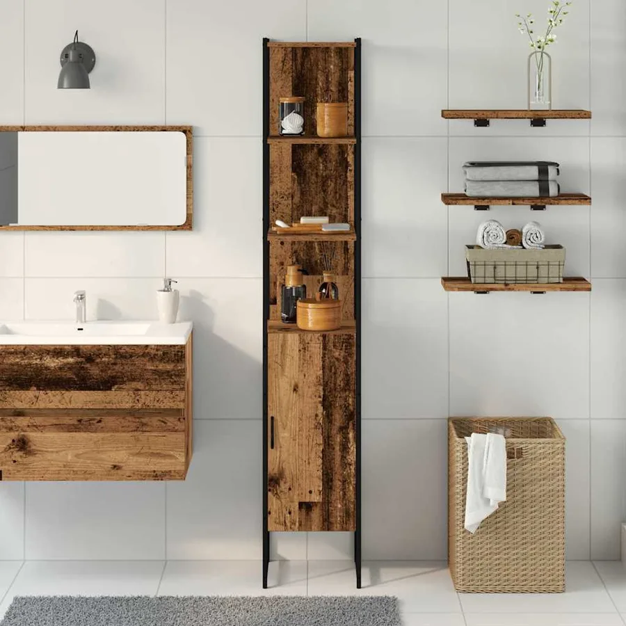 Armoire de salle de bain Bois ancien 33 x 33 x 185,5 cm - 4