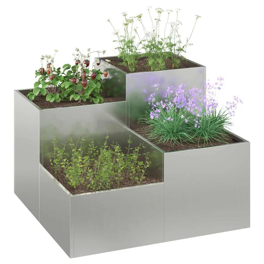 Cache-pot de jardin Argent 80 x 80 x 60 cm Acier galvanisé - 3