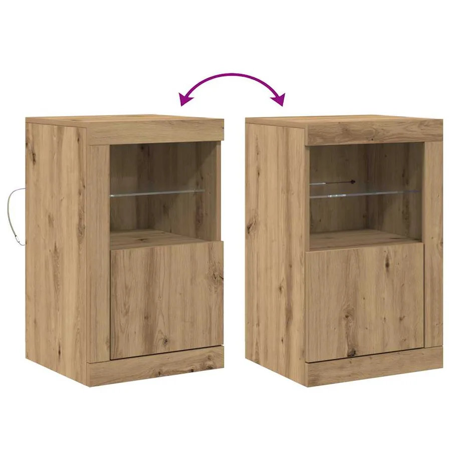 Buffet LED 41 x 37 x 67 cm Bois d'ingénierie Chêne artisanal - 13