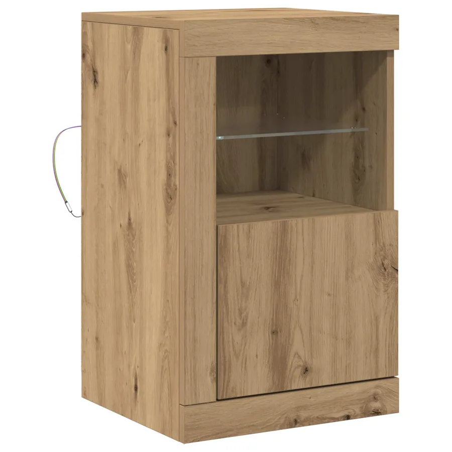 Buffet LED 41 x 37 x 67 cm Bois d'ingénierie Chêne artisanal - 2