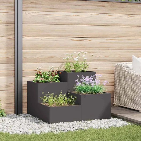 Cache-pot de jardin Noir 100 x 100 x 60 cm Acier