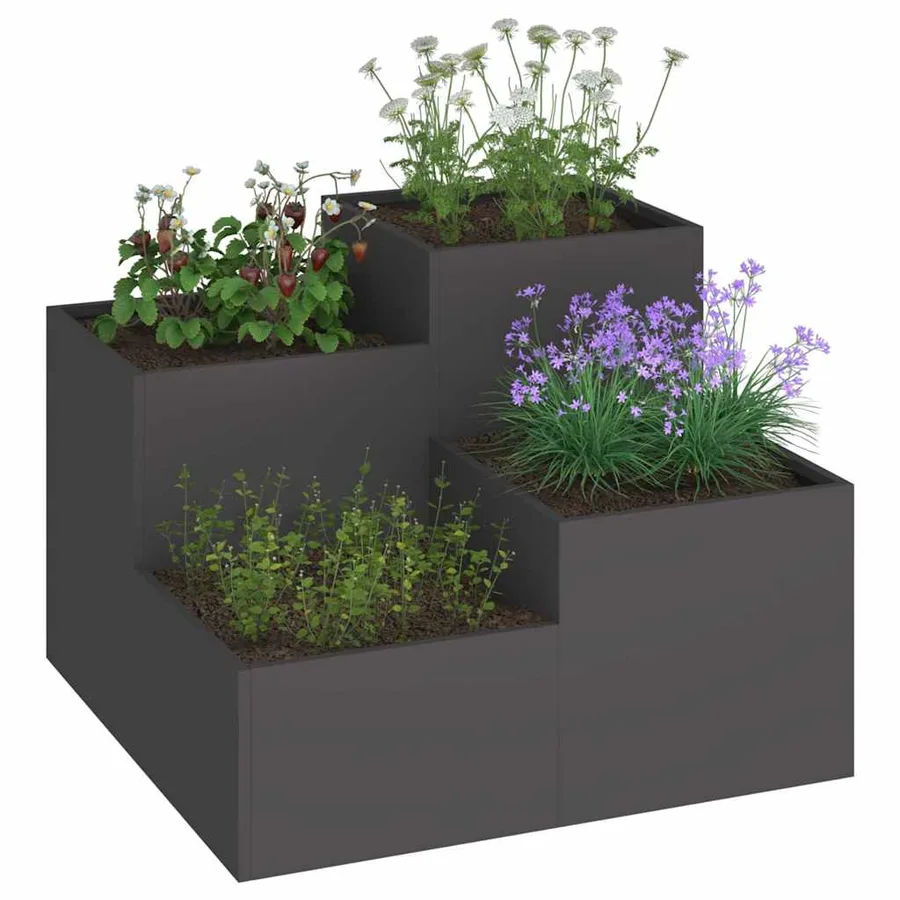 Cache-pot de jardin Noir 100 x 100 x 60 cm Acier - 3