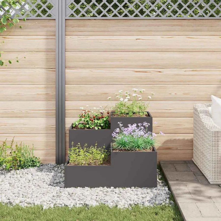 Cache-pot de jardin Noir 100 x 100 x 60 cm Acier - 4