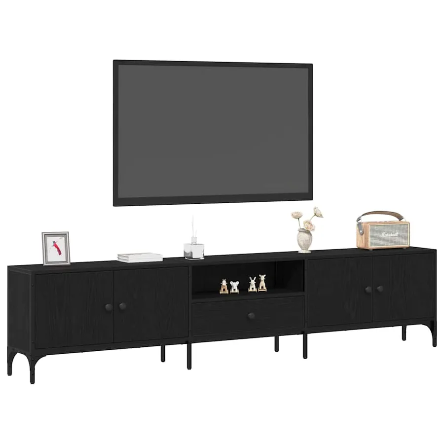 Meuble TV Chêne noir 200 x 25 x 44 cm Bois d'ingénierie - 3