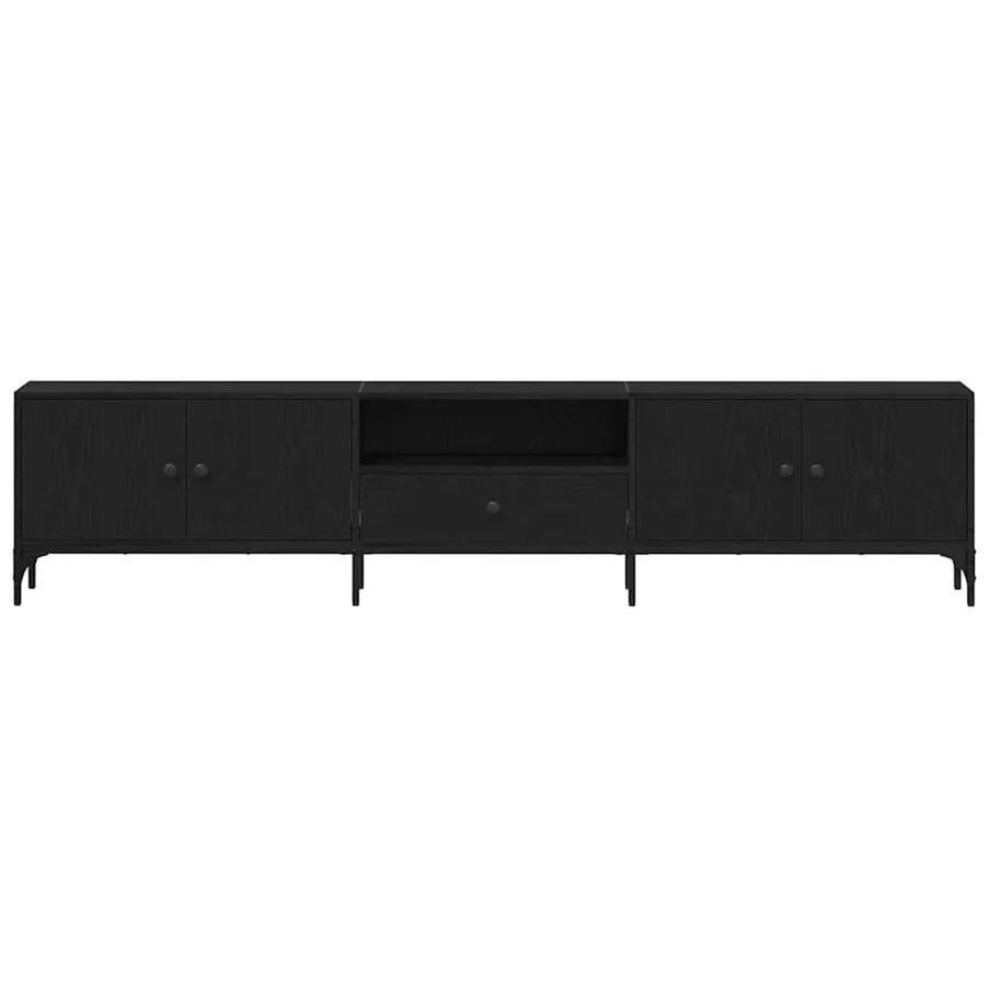 Meuble TV Chêne noir 200 x 25 x 44 cm Bois d'ingénierie - 6