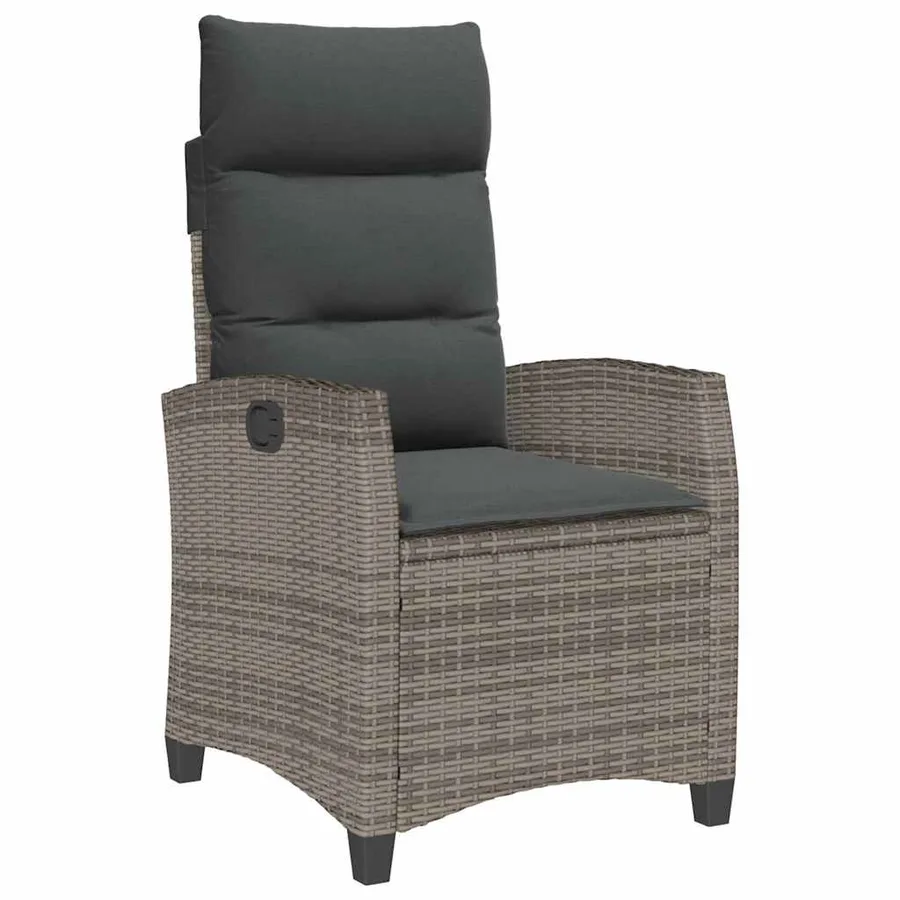 Chaise de jardin inclinable avec table d'appoint gris polyrotin - 2
