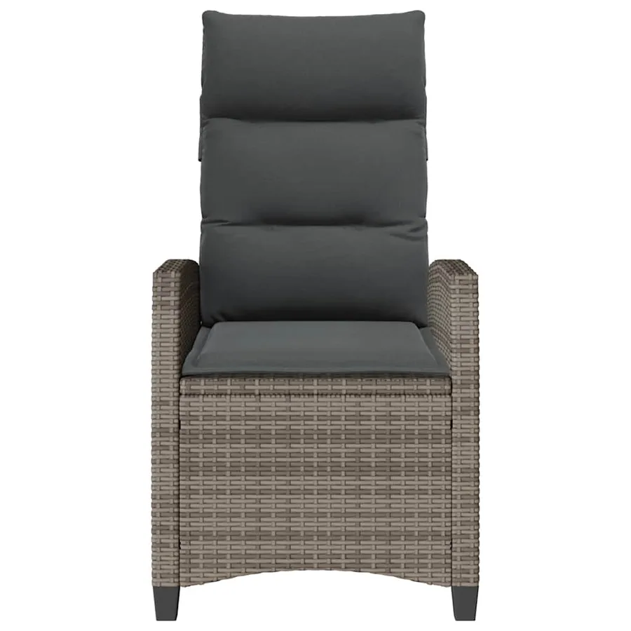 Chaise de jardin inclinable avec table d'appoint gris polyrotin - 5