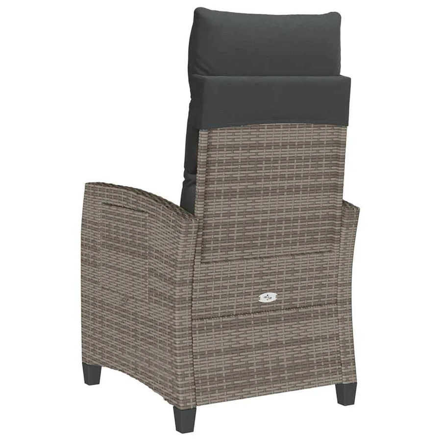 Chaise de jardin inclinable avec table d'appoint gris polyrotin - 7