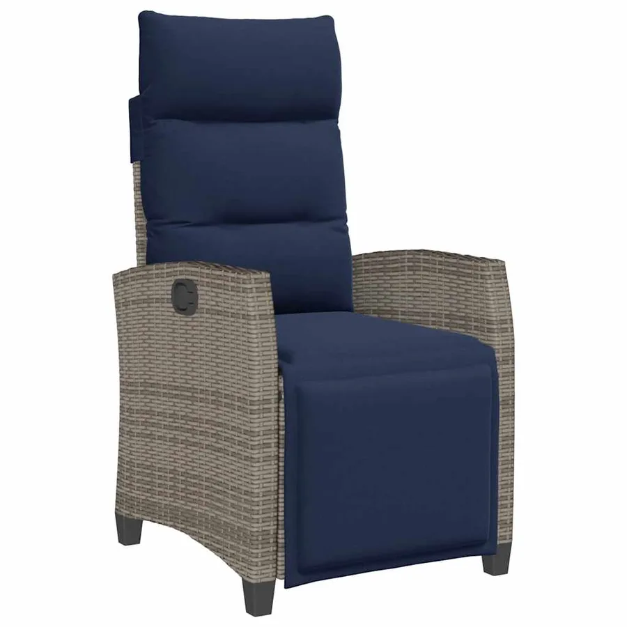 Chaise de jardin inclinable avec table d'appoint gris polyrotin - 2