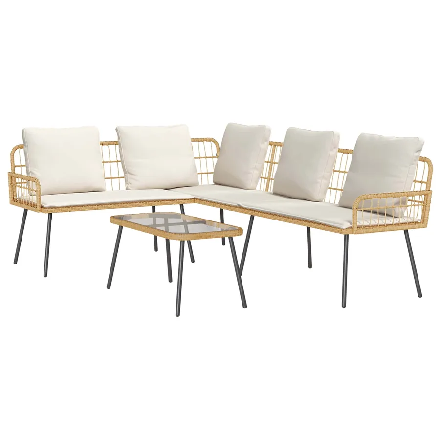 Ensemble de canapé de jardin 2 pcs Naturel polyrotin - 2