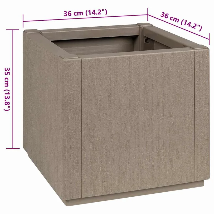 Boîte de fleurs de jardin Marron Clair 36 x 36 x 35 cm PP - 9