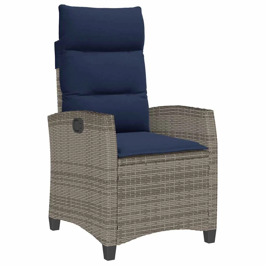 Chaise de jardin inclinable avec table d'appoint gris polyrotin - 2