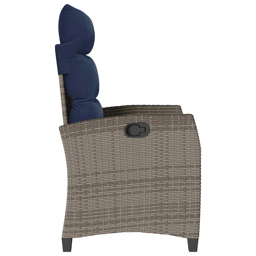 Chaise de jardin inclinable avec table d'appoint gris polyrotin - 6