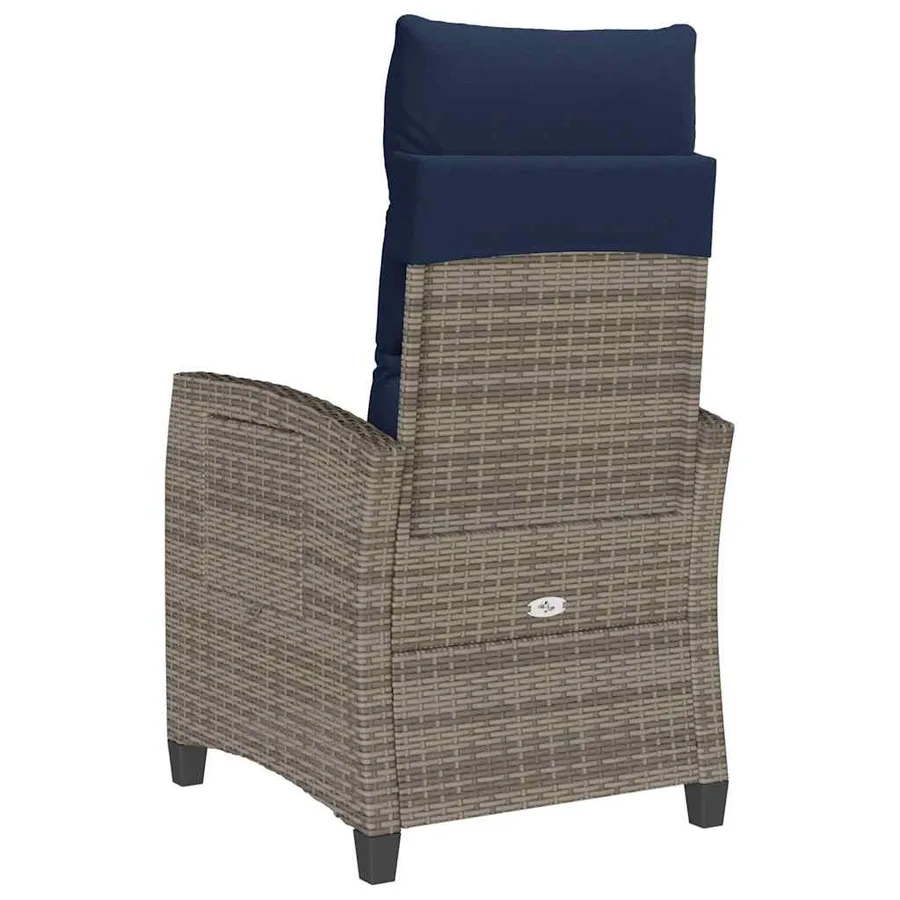 Chaise de jardin inclinable avec table d'appoint gris polyrotin - 7