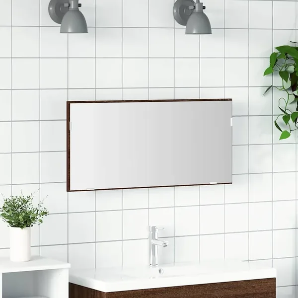 Miroir Chêne marron 80 x 37 cm Verre et Bois Ingénierie