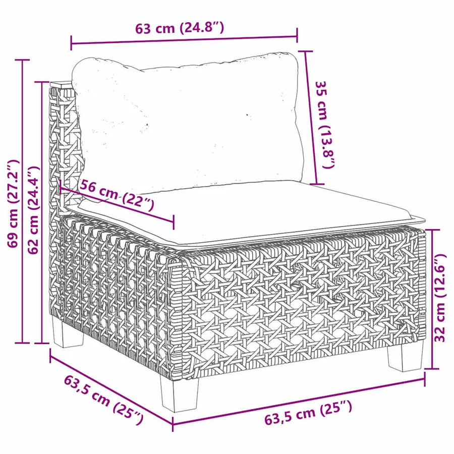 Salon de jardin avec coussins 8 pcs beige résine tressée - 10
