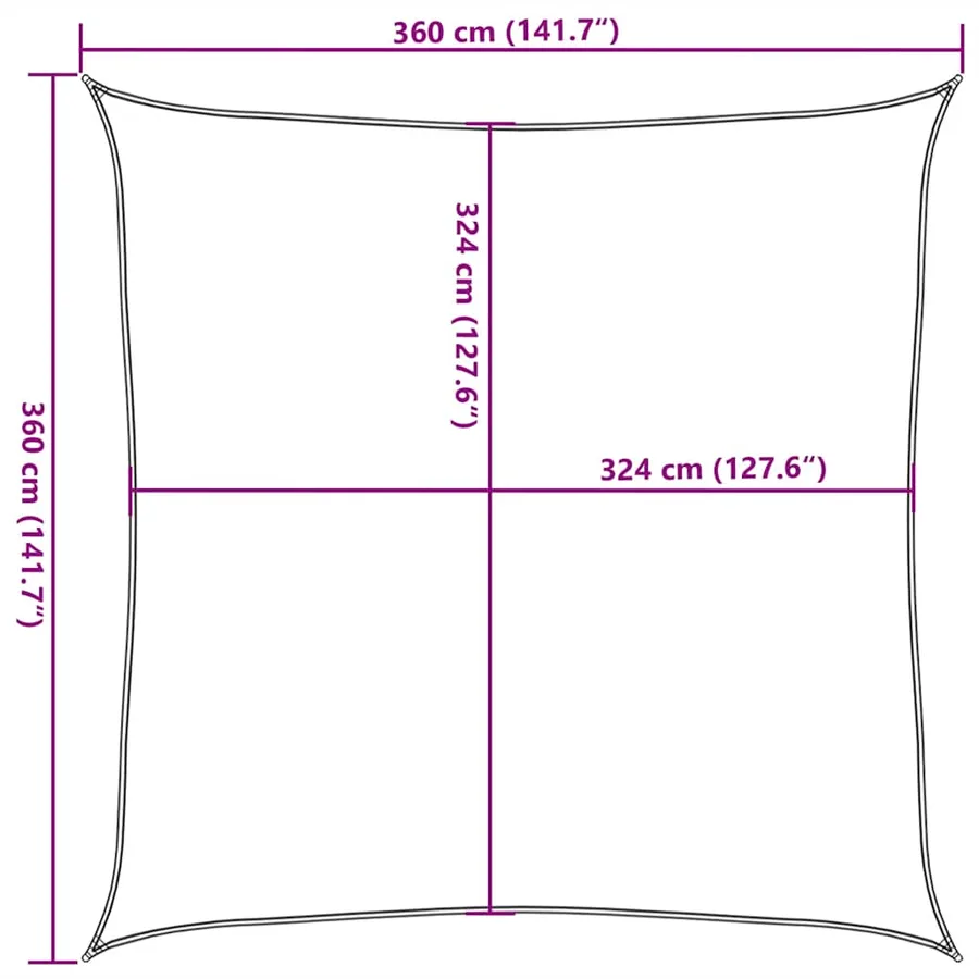 Voile d'ombrage 160 g/m² carré bleu 3,6x3,6 m PEHD - 10