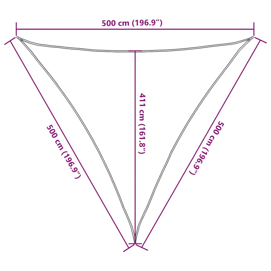 Voile d'ombrage 160 g/m² triangulaire jaune 5x5x5 m PEHD - 10