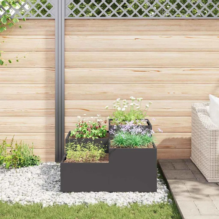 Cache-pot de jardin Noir 100 x 100 x 48 cm Acier - 4