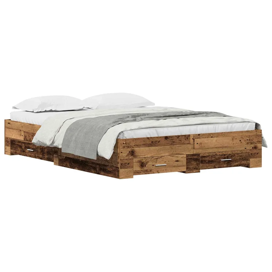 Cadre de lit Bois Ancien 135 x 190 cm Bois d'ingénierie - 2