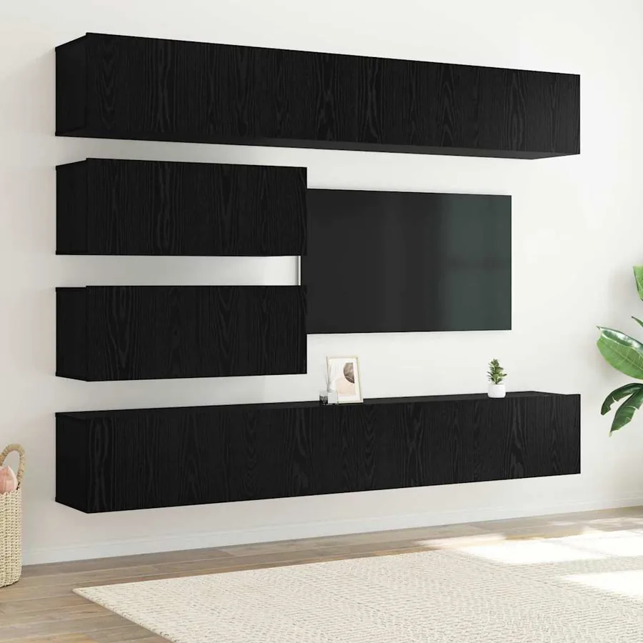 Ensemble meuble TV 6 pcs Chêne noir Bois d'ingénierie