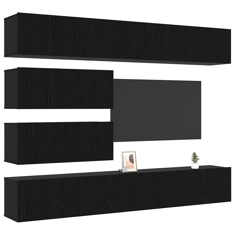 Ensemble meuble TV 6 pcs Chêne noir Bois d'ingénierie - 3