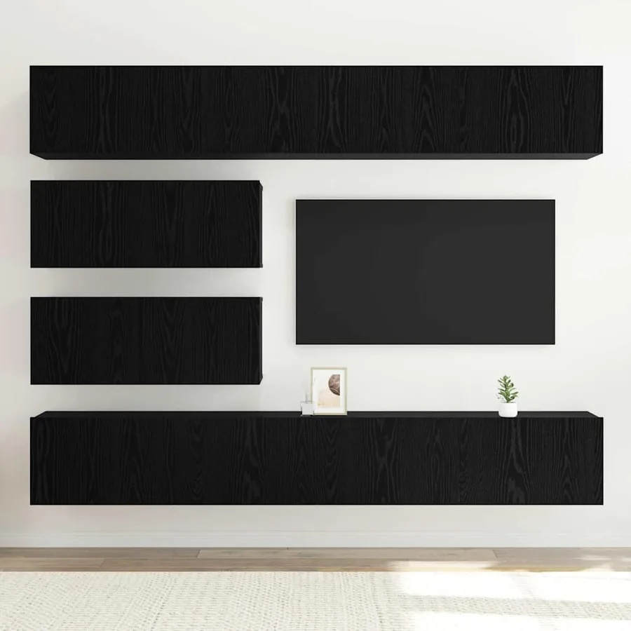 Ensemble meuble TV 6 pcs Chêne noir Bois d'ingénierie - 4