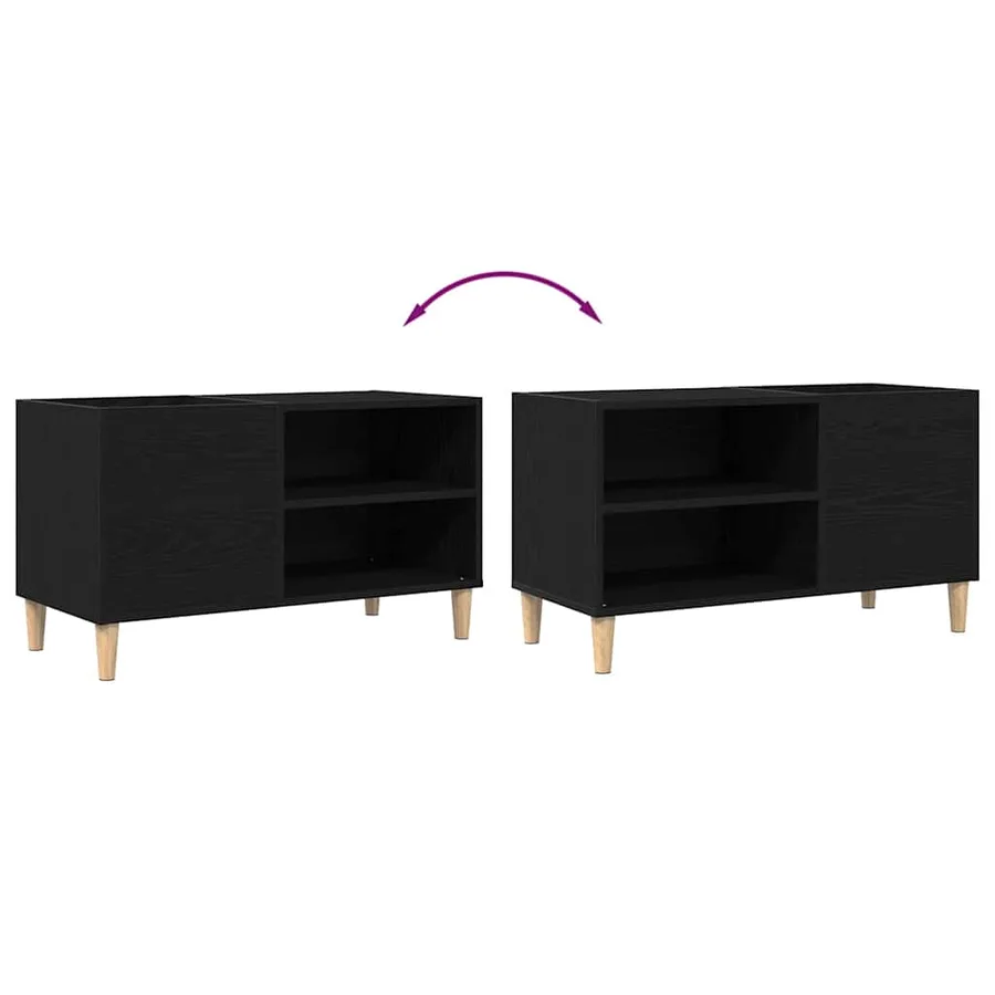 Meuble à vinyles Chêne noir 84,5 x 38 x 48 cm Bois d'ingénierie - 9
