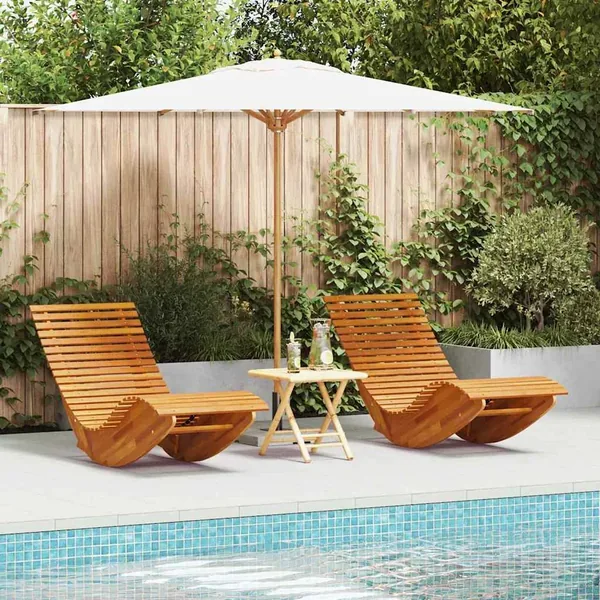 Transat 2 pcs Marron 154 x 60 x 74 cm Bois d'Acacia Massif