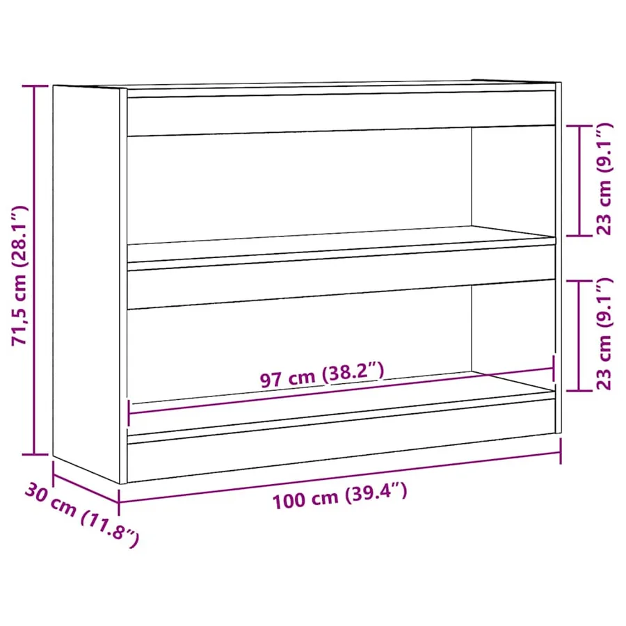 Bibliothèque 2 niveaux 100 x 30 x 72 cm Bois d'ingénierie - 11