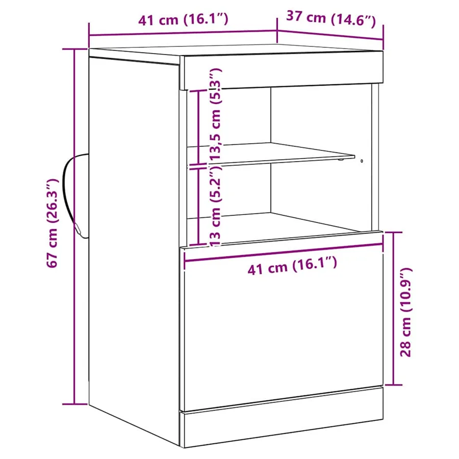 Buffet LED Bois ancien 41 x 37 x 67 cm Bois d'ingénierie - 15