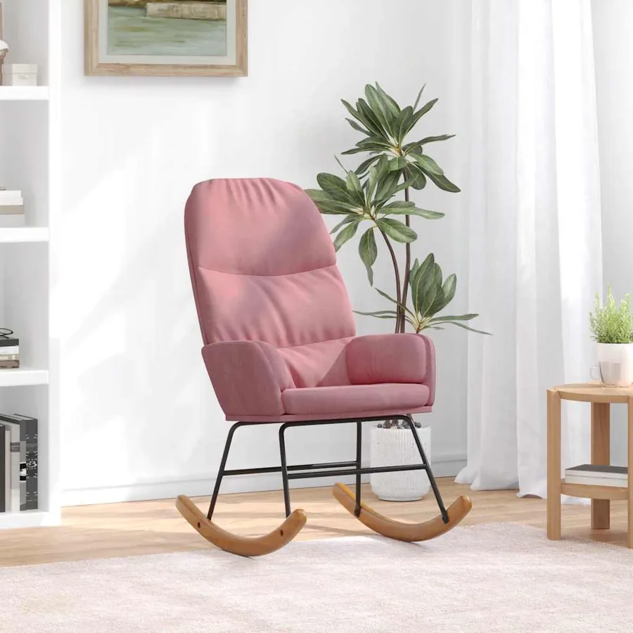 Fauteuil à bascule velours rose