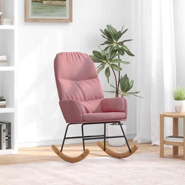 Fauteuil à bascule velours rose