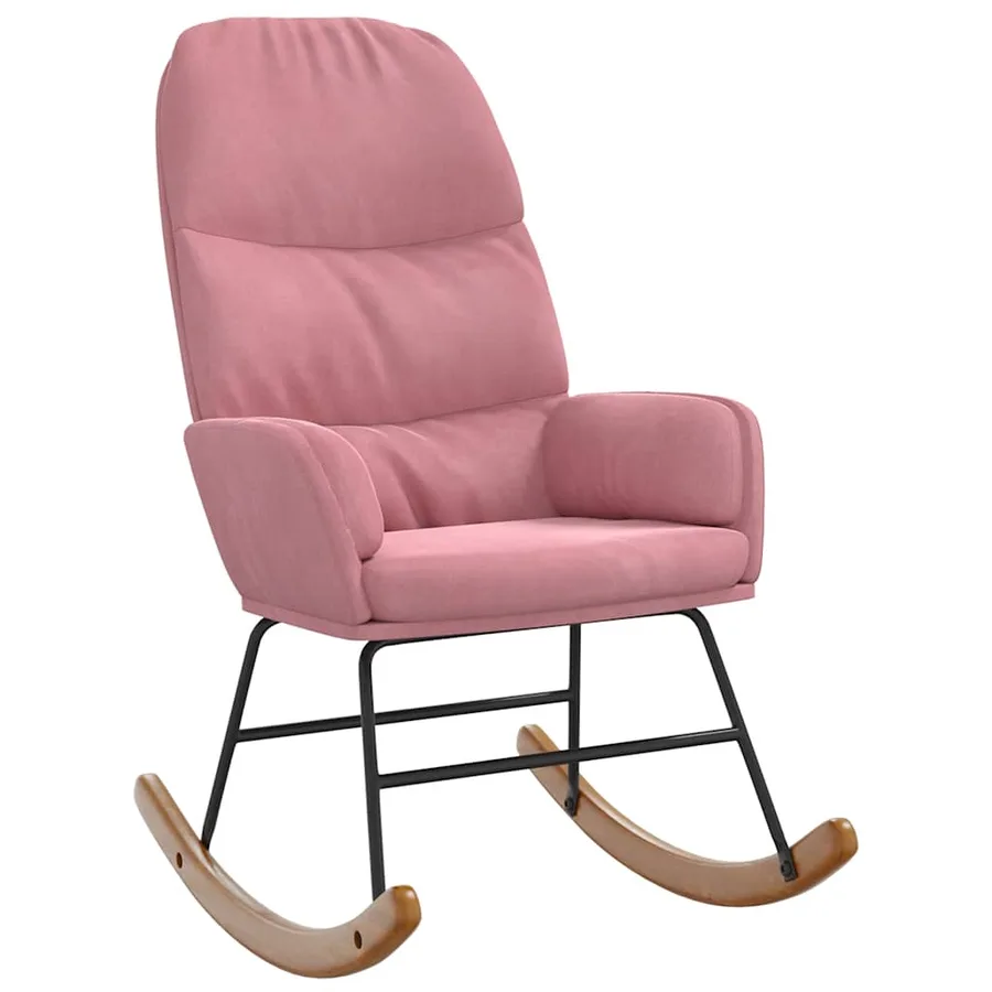 Fauteuil à bascule velours rose - 2