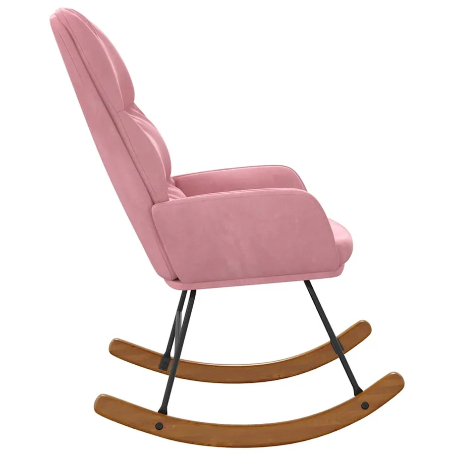 Fauteuil à bascule velours rose - 4