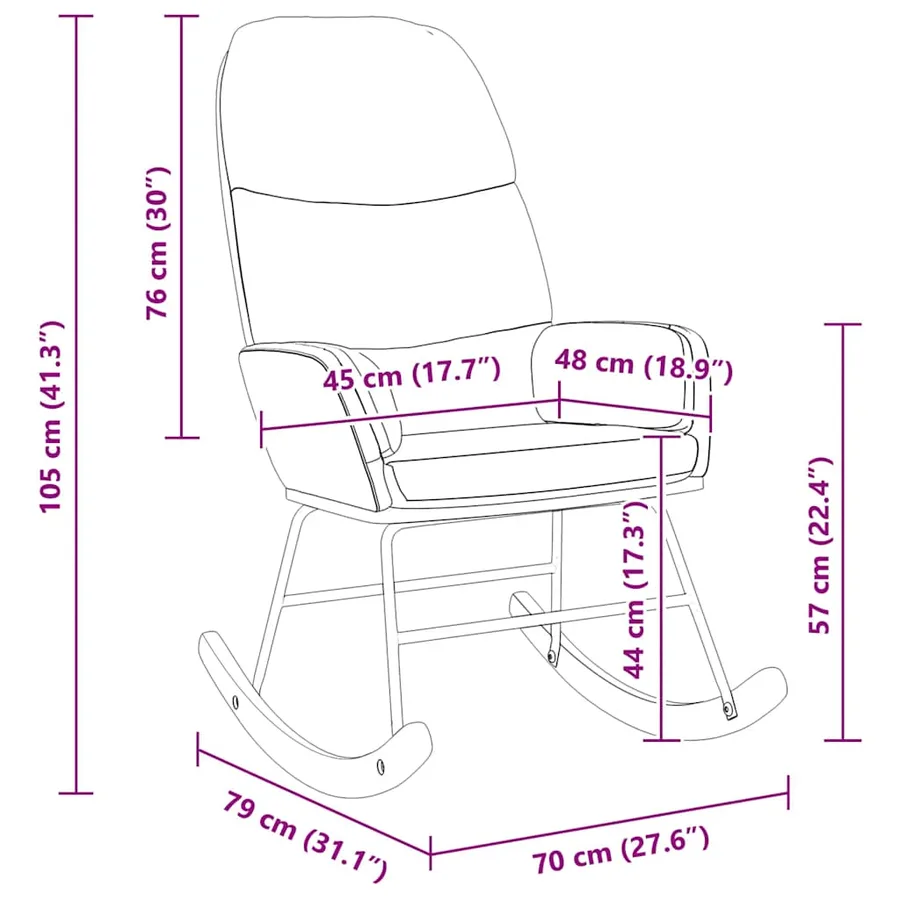 Fauteuil à bascule velours rose - 8