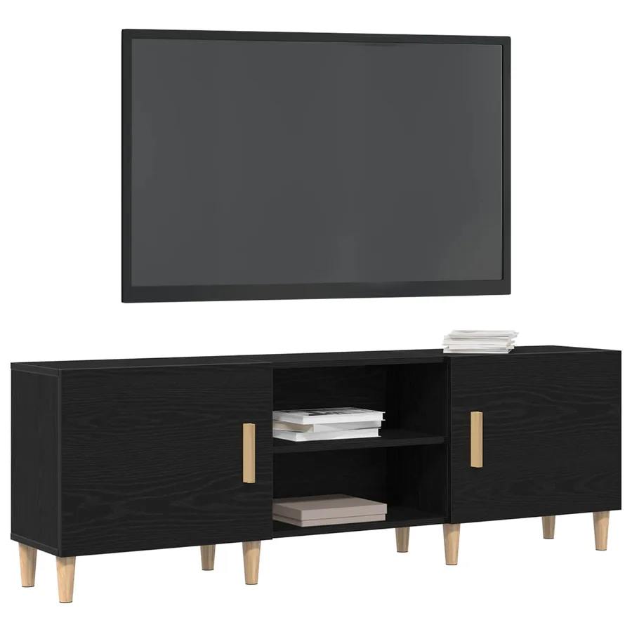 Meuble TV Chêne noir 150 x 30 x 50 cm Bois d'ingénierie - 3